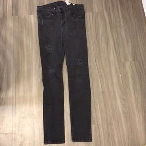 Zara black distressed mid-rise jeans!